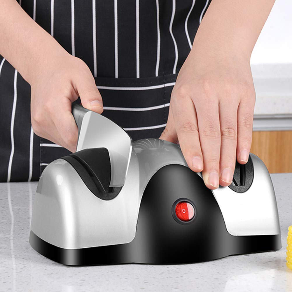 Affilacoltelli Elettrico, Interruttore One-Touch per Affilatura Affilata, con Design del Dissipatore di Calore A Ventosa, Ventosa nella Parte Inferiore per Un'Aspirazione Stabile E Sicura Black