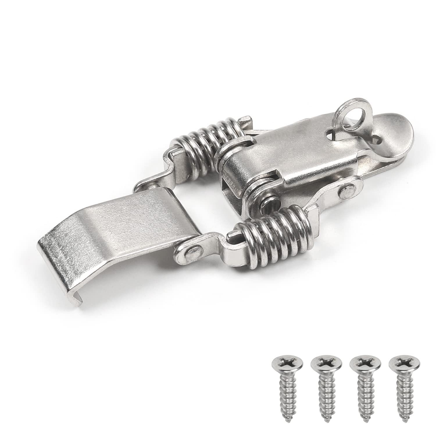 Spring Draw Latch, Spring Loaded Toggle Hasp Latch Pack of 2 Silver