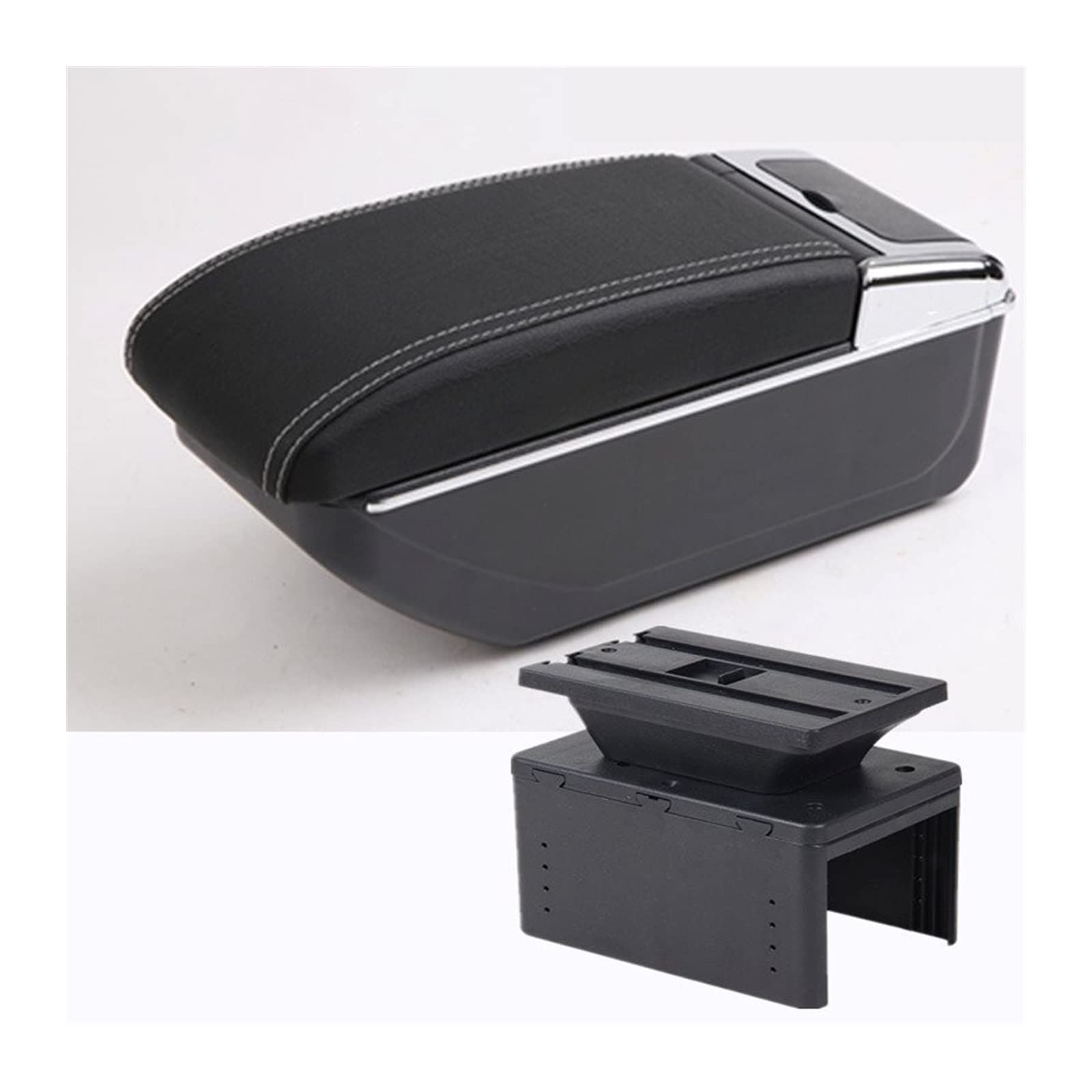 XBOXUNArmrest Hidden Storage Box Armrest For Fiat For Punto For Palio For Brava For Bravo 500 For Linea For Marea Central Store Content Box Armrest Box (Color : Silver)