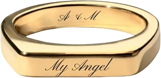 Custom Name Personalized Signet Ring Roman Numeral Coordinates Bar Stackable Women Gift for Mom -RSB-D