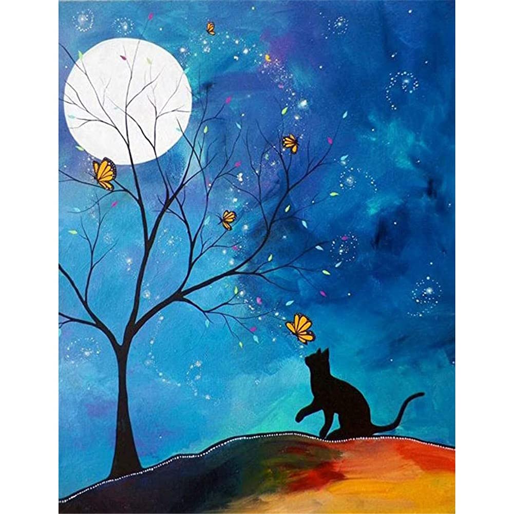 Peinture Diamant 5D DIY Nuit de lune - Kit Point de Croix Adulte 70x120