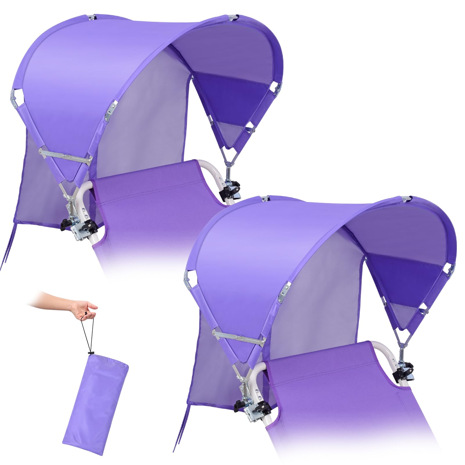 Universal Wind-Resistant Chair Umbrella Canopy, Foldable Portable UPF 50+ Sun Shade Attachment with Adjustable Clamp, Fits Most Beach, Camping, Lawn, Sports, Tanning, Zero Gravity Chairs & Wheelchairs — view 21