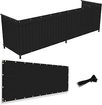 3 x 12 Balcony Privacy Screen Fence Cover UV Blockage Windscreen Fencing Weather-Resistant Shield Breathable Fabric for Decks, Patios, Backyards, Outdoor Pools, Porches, Railings, Black