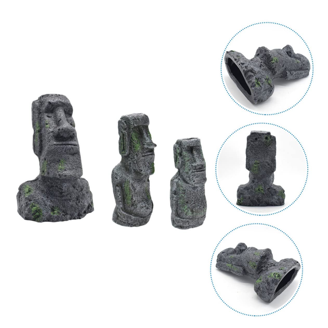 Yardwe 3piezas Estatuas Moai Para Acuario Para Decoración De Peceras y Terrarios Adornos De Paisaje De Isla De Pascua Para Peces y Reptiles