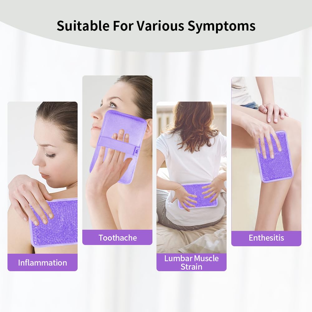 Paquete de hielo de gel para lesiones reutilizable para dolor hinchazón de rodilla, hombro, pie, espalda, tobillo, cuello, codo, muela del juicio, compresa fría o caliente
