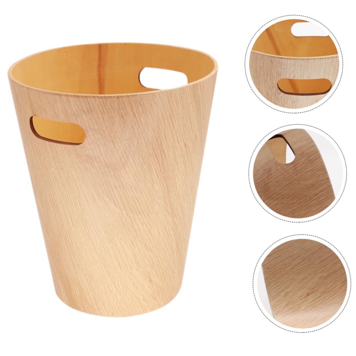 Cestino Gettacarte da Tavolo Rotondo in Legno Beige per Casa