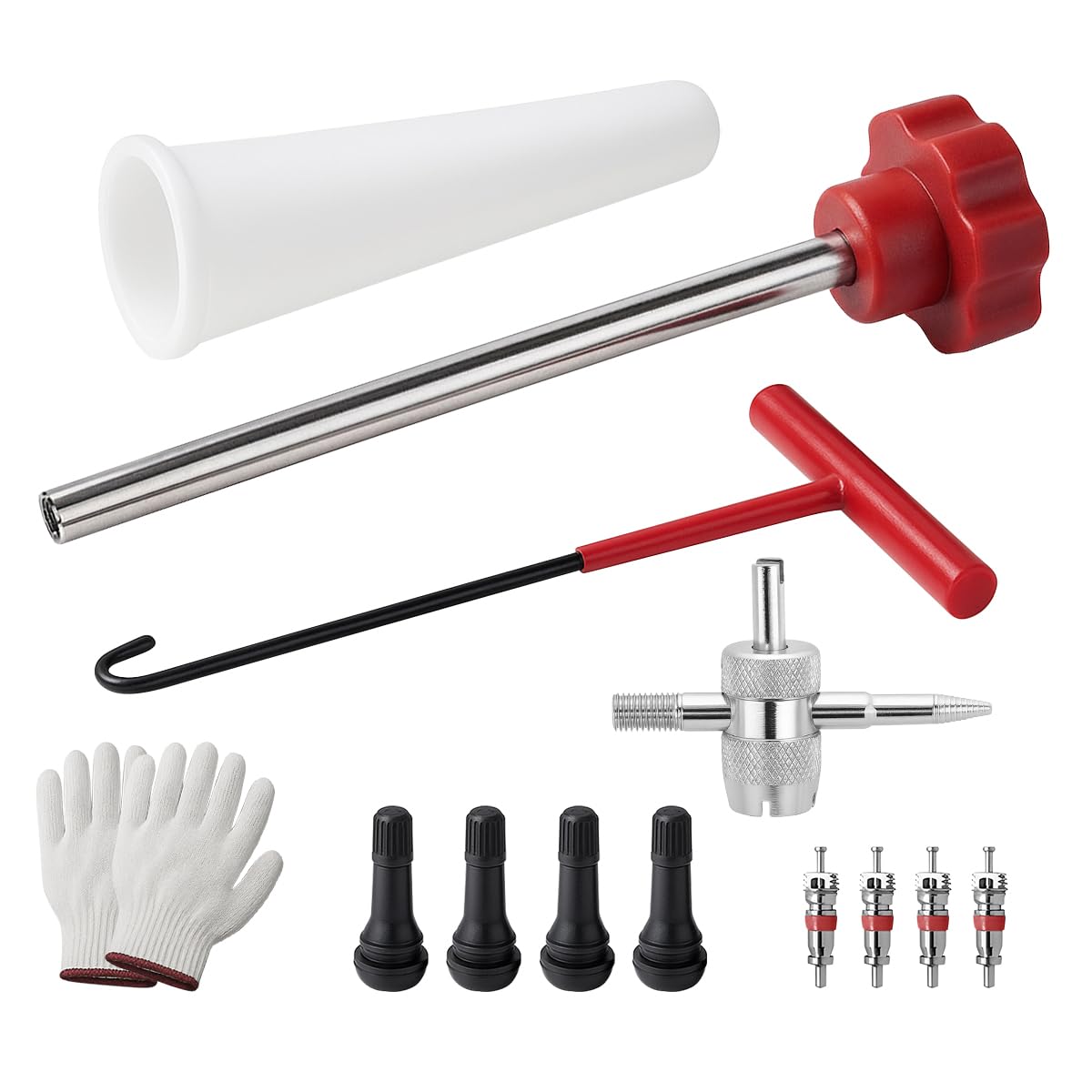 13PCS Tire Valve Stem Tool Kit Replacement Installation Set Red