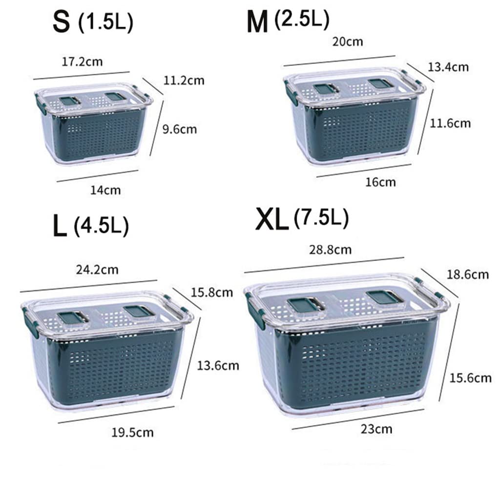 Kühlschrank-Aufbewahrungsbox Frischhaltebox mit Griff, transparentes Material (Farbe: dunkelgrün, Größe: 2,5 l) (grün 2,5 l)