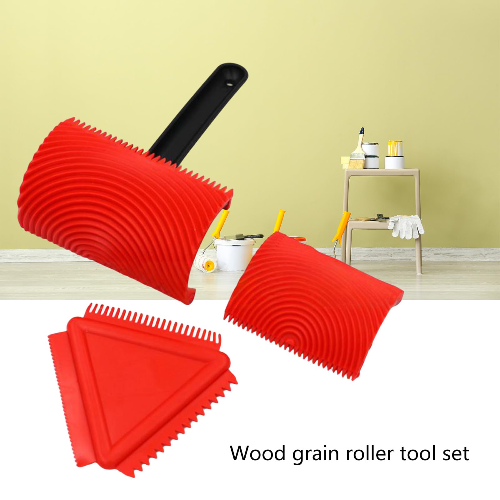 Strumento a rullo rimovibile facile da pulire con stampa a venature del legno h e accessori multiuso per pittura, ideale per artigianato con venature del legno e progetti fai da te