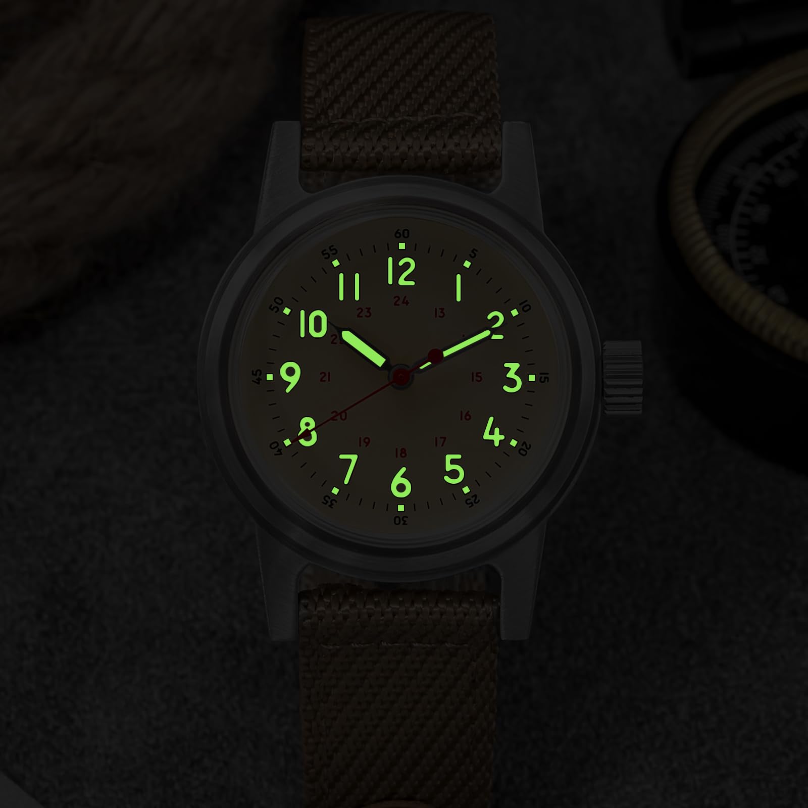 ADDIESDIVE 36 MM Vintage Orologi Militari Uomo Automatico 200 M Resistente all'Acqua NH35 Acciaio Sportivo Orologio da polso Cinturino in Nylon