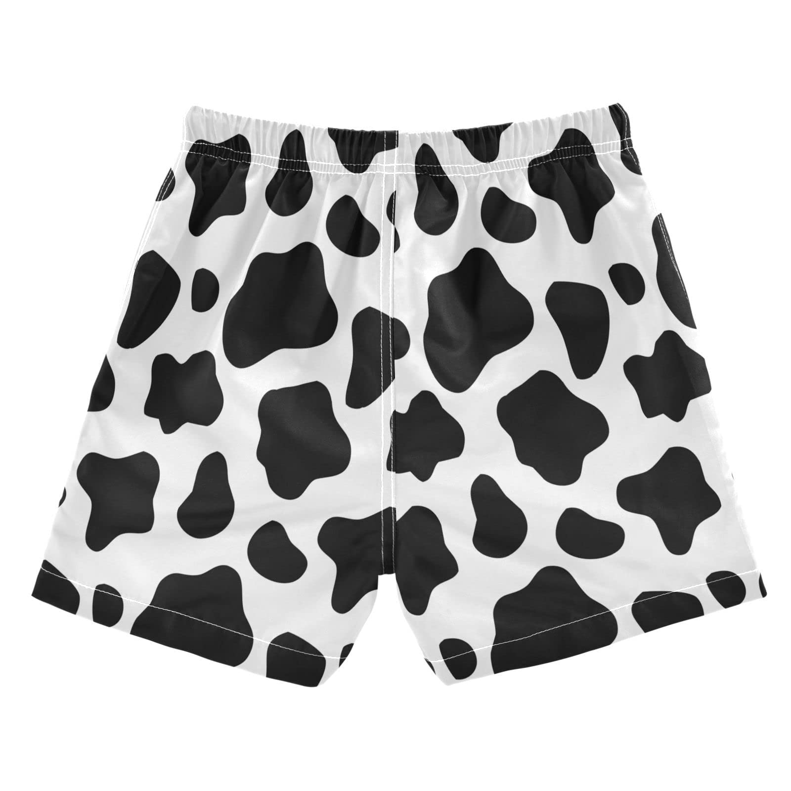 Black and White Cow Print Boys Beach Shorts Swim Trunks Toddler Bathing Suit Swimsuit Kids Swimwear