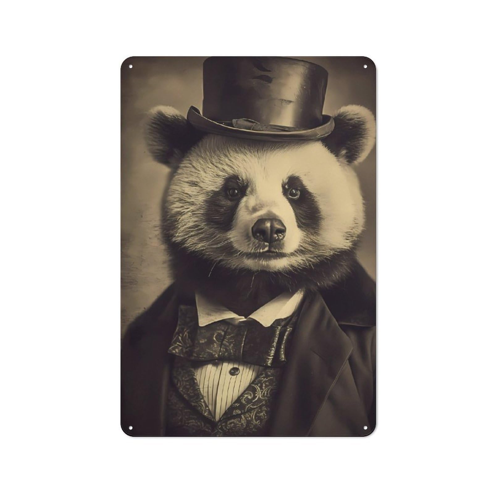 Junmoney Panda Vintage Metal Sign 30X20cm With For Home Bar Wall, Rustic Decor, For Collectors Decorating Home Bars And Entertaining Spaces