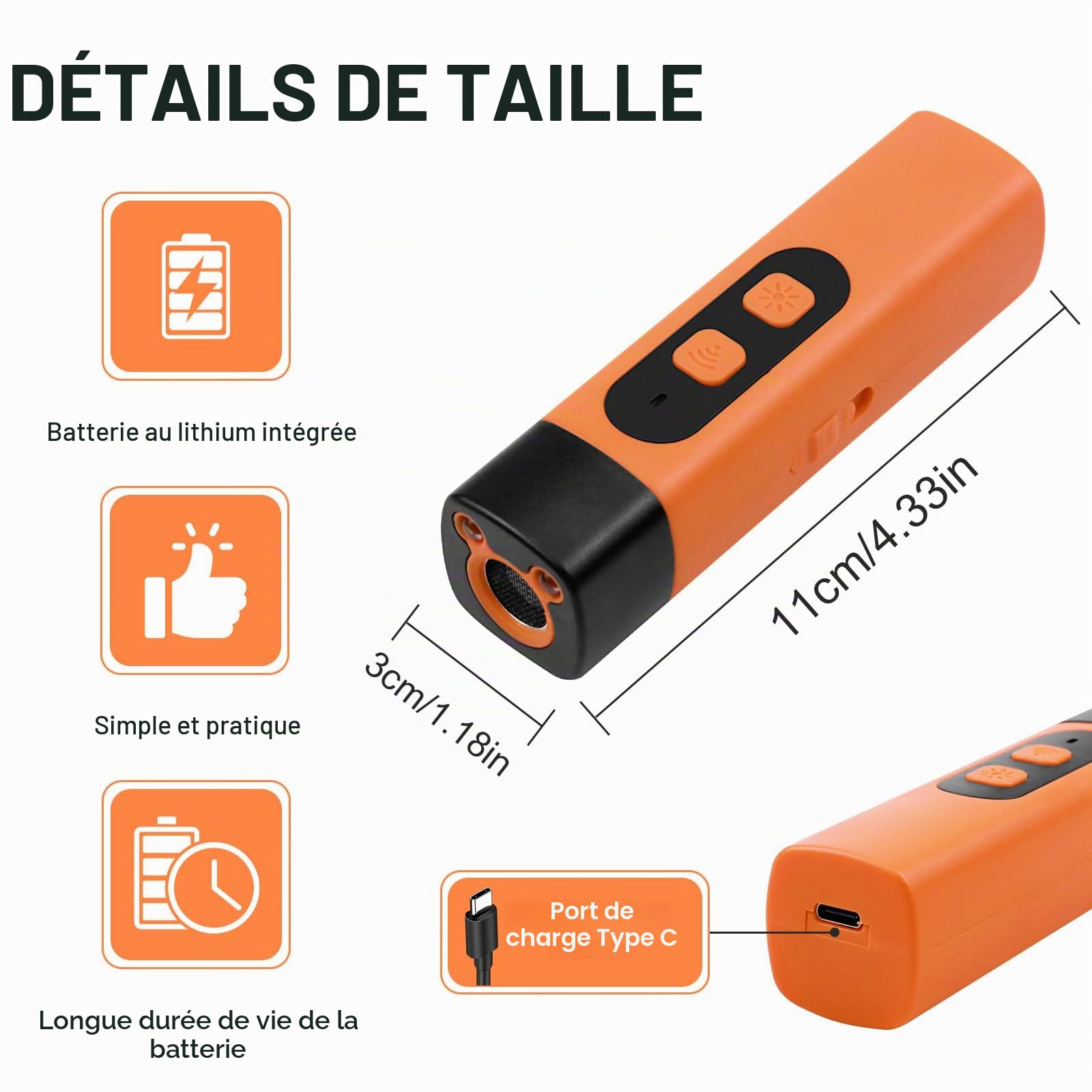 Dispositif Anti-Aboiement pour Chiens,Appareil contrôle Anti-Aboiement à ultrasons,Anti Aboiement Chien Ultrason Rechargeable,avec 3 fréquences réglables,pour Chiens Petite,Moyenne et Grande