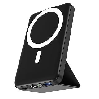 podoru for Magsafe Battery Pack, Foldable 10000mAh Magnetic Power Bank with USB-C Cable LED Display 22.5W PD Fast Charging Wireless Portable Charger for iPhone 17/16/15/14/13/12 Series-Black - Amazon product rated Grade A