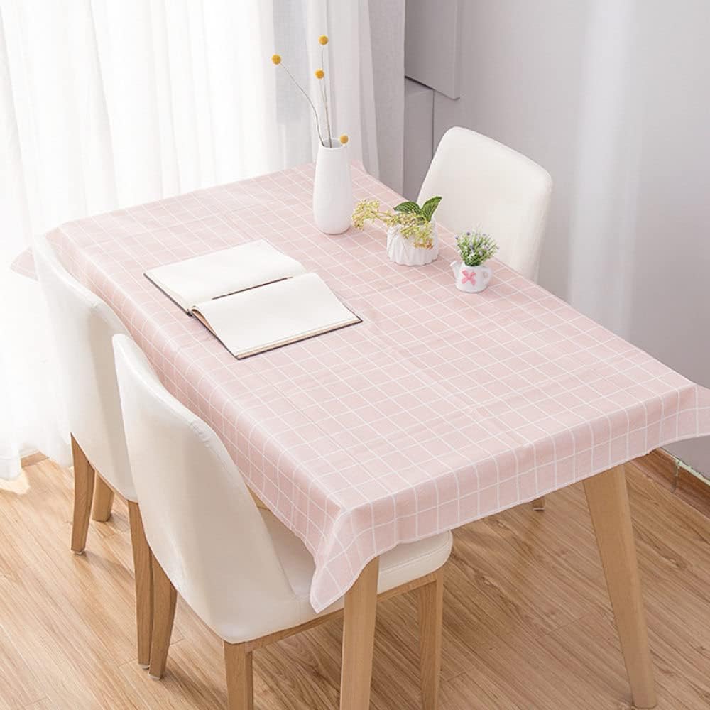 IsolaY Plastic PVC Rectangula Grid Printed Tablecloth Kitchen Dining Table Colth Cover Mat,A06,137 * 180cm