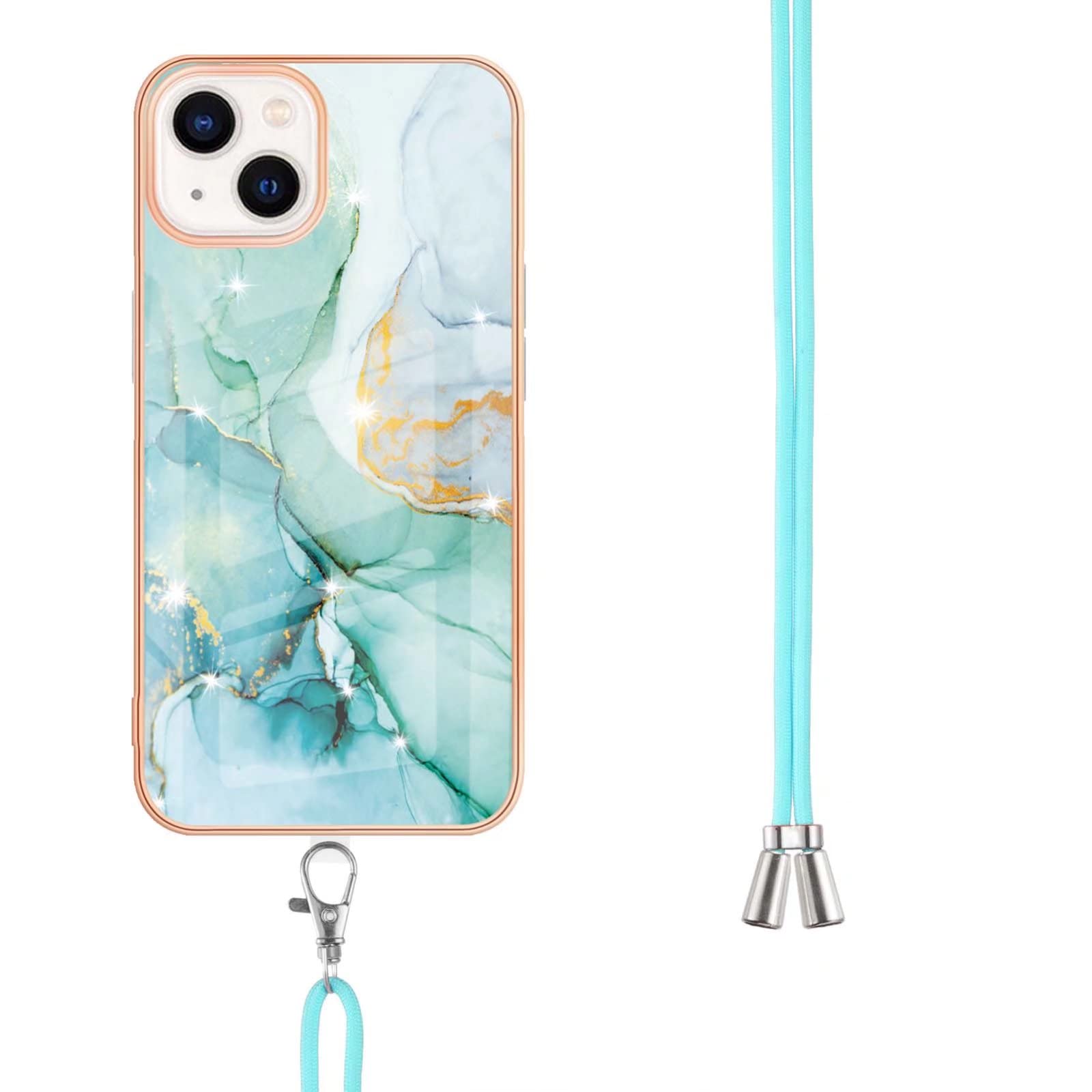 Custodia Con Catena Per IPhone 11/11 Pro/11 Pro Max - Cover Marmo Glitter Con Cordino Regolabile 1,5 M, Rimovibile (iPhone 11, CS 14) - 2