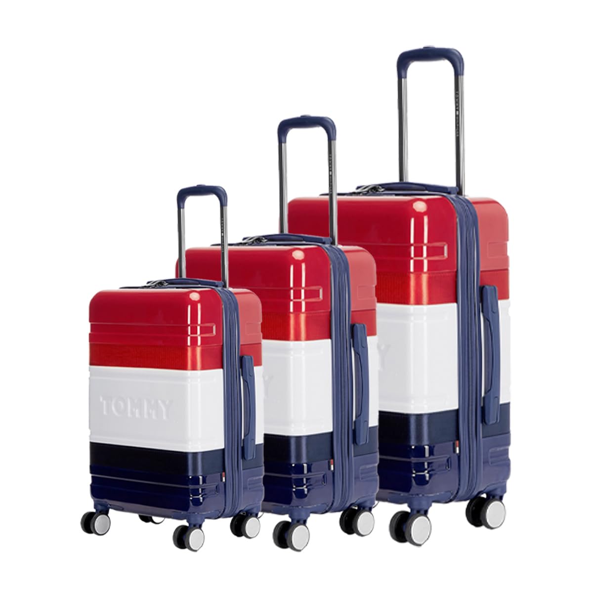 Triton Pro Hard Luggage Set of 3(Cabin, Mid & Cargo) with Vibrant Colors|Durable PC Shell Trolley Bag|Telescopic Handle Suitcase|TSA Lock & 360° Spinner Wheel (Navy, Red & White)-image-23