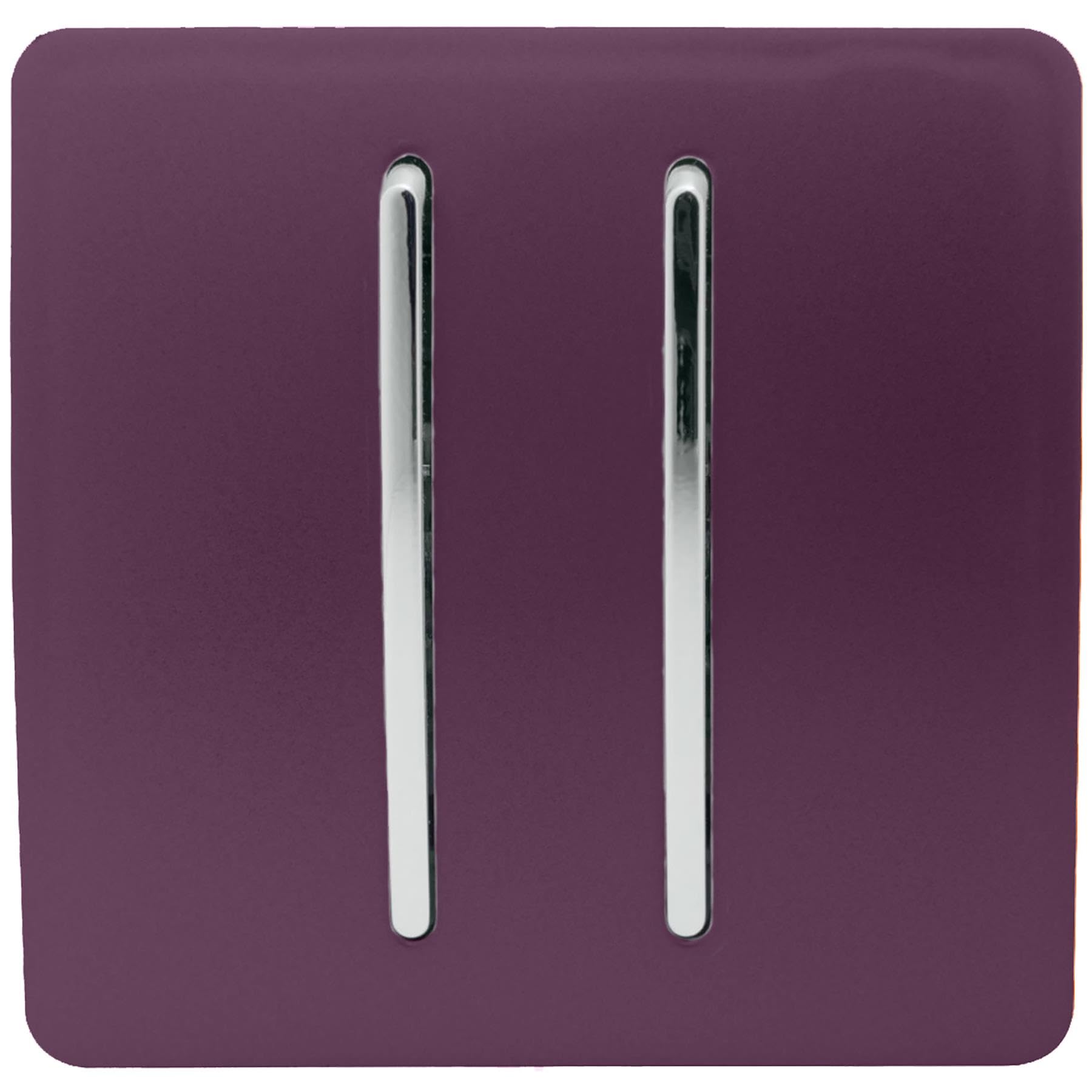 Trendi 2 Gang 2 Way Artistic Modern Glossy 10 Amp Rocker Tactile Light Switch Plum (Pack of 2) - Image 2