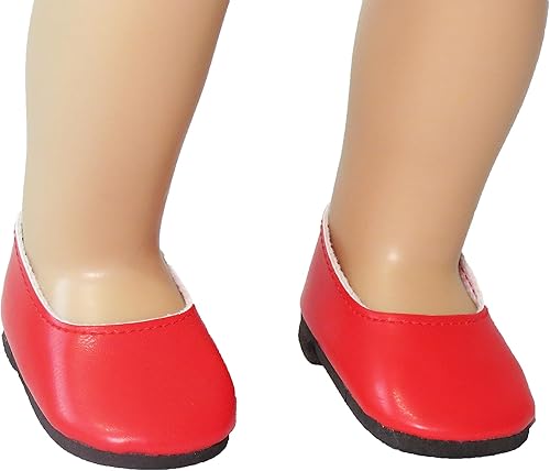Miniatura 5 de American Fashion World Zapatos planos rojos, blancos y negros para muñecas de 18 pulgadas | Paquete de 3 | Calidad premium y diseño moderno |