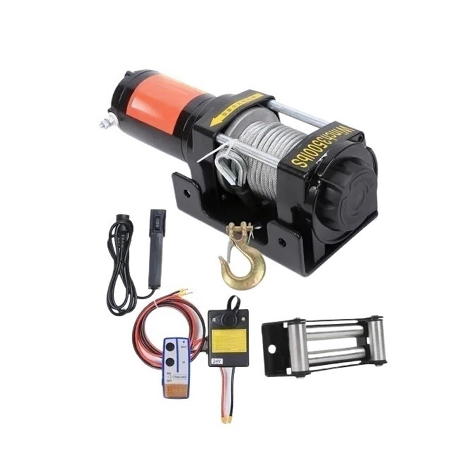Argani elettrici Veicolo Fuoristrada 12V Autosalvataggio 24V Piccola Gru Montata Su Paranco Elettrico Argani Per Sollevamento Auto Da 3 Tonnellate Paranco a Leva Elettrico(3500 pounds 12v B)