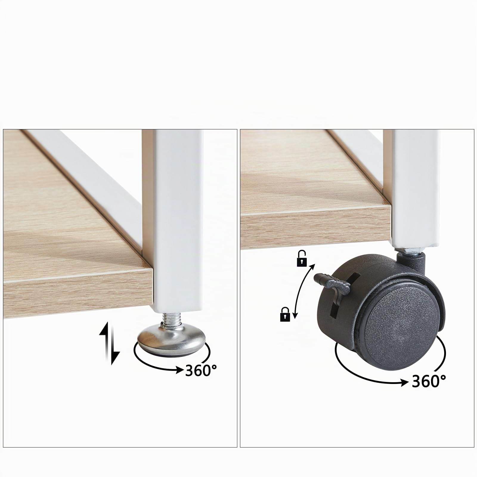 IBUYKE 2 Tier Desktop Drucker Stand Cart,Drucker Tisch mit Rädern,Schreibtisch Heavy Duty Rolltisch mit Aufbewahrungsordnern,für Bücher, Faxmaschine, Scanner, Home Office TLJ008R