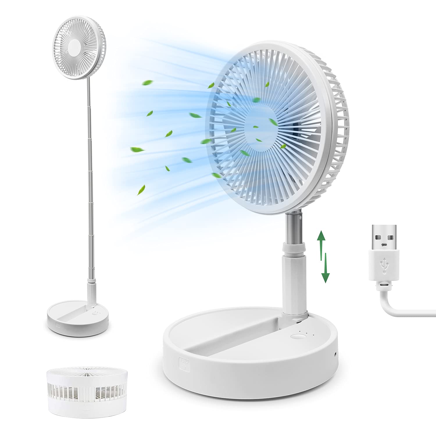 Rechargeable Foldaway Fan & Standing Fan 8'' for Bedroom, Home, Office, Travel, Camping, Fishing, Fo