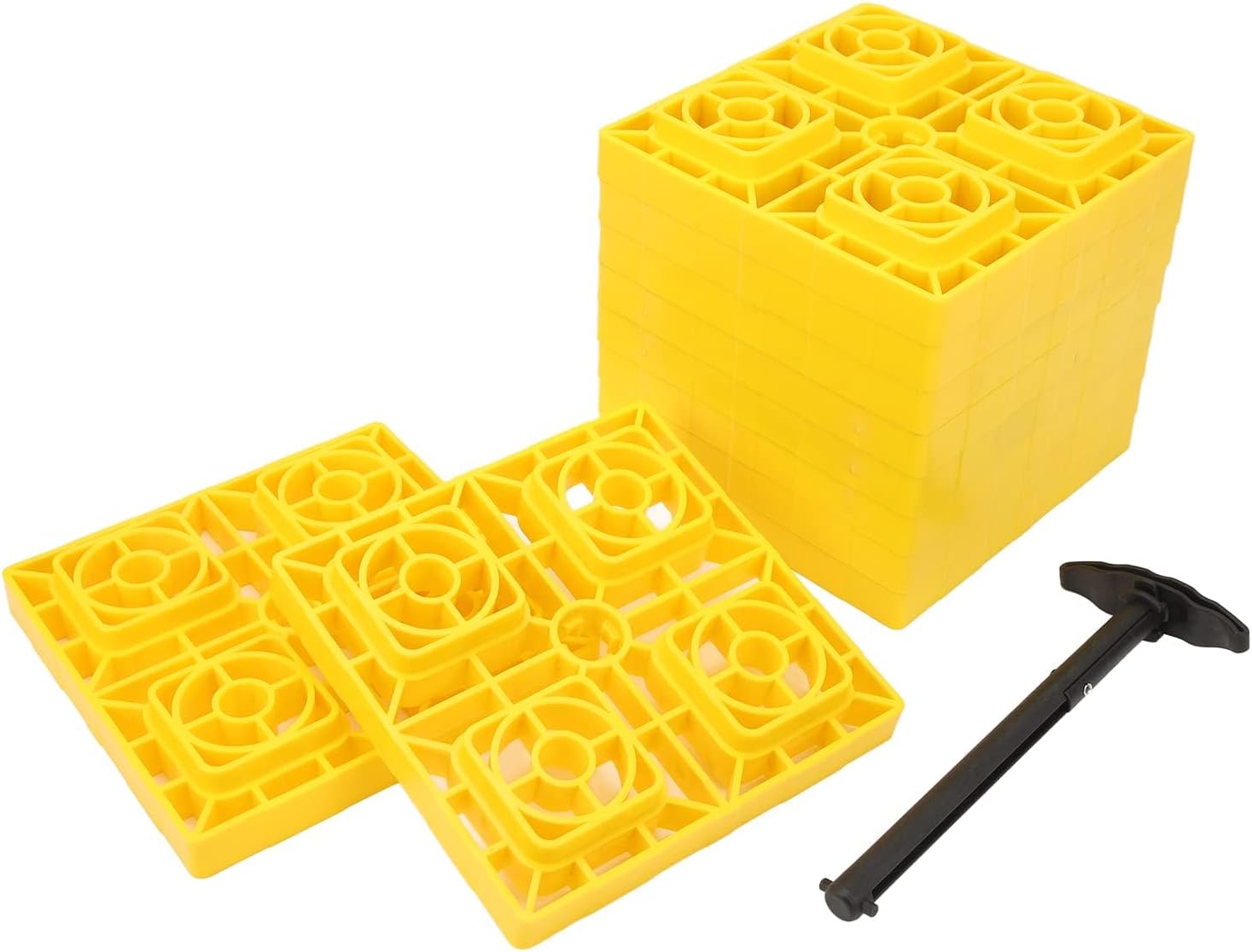 JEOZBM 10Pcs RV Leveling Blocks, Heavy Duty Wheels Camping Leveling Blocks, Antislip Tire Saver Ramp RV Blocks with Carrying Bag for Leveling Rigs