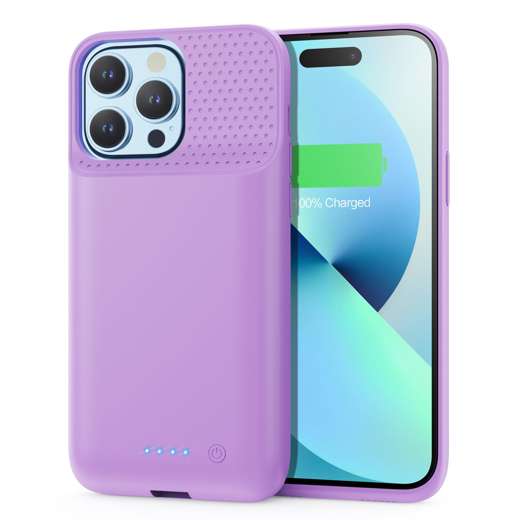 Funda Batería para iPhone 12 Pro Max/13 Pro Max/14 Pro Max/14 Plus (6,7"), 8600mAh Funda Cargador Portatil Carcasa de Carga Protectora Portátil, Carcasa Recargable de Carga Extendida - Morado