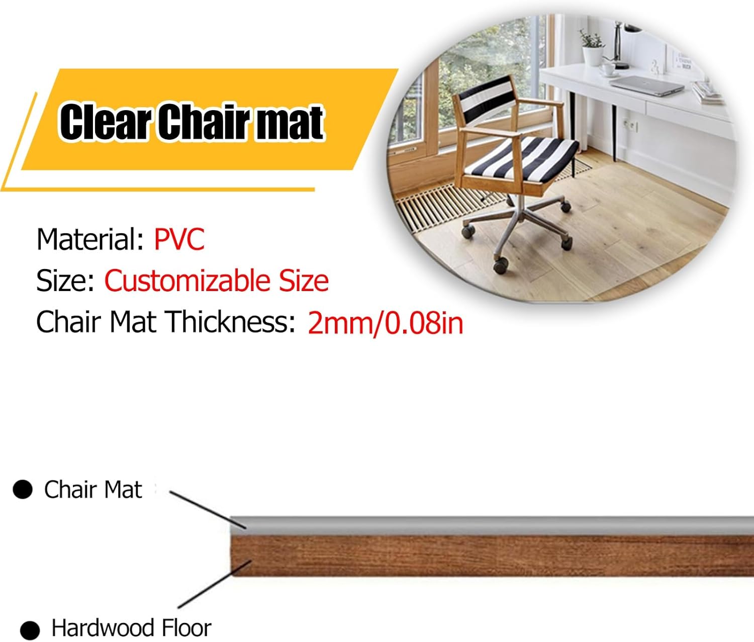 Clear Floor Mat Protector for Under Table, Carpet Runner Protector Plastic, Office Wood Floor Transparent Mat，Waterproof Non Slip Protect Pads (Size : 140x100cm(4.5ftx3ft))