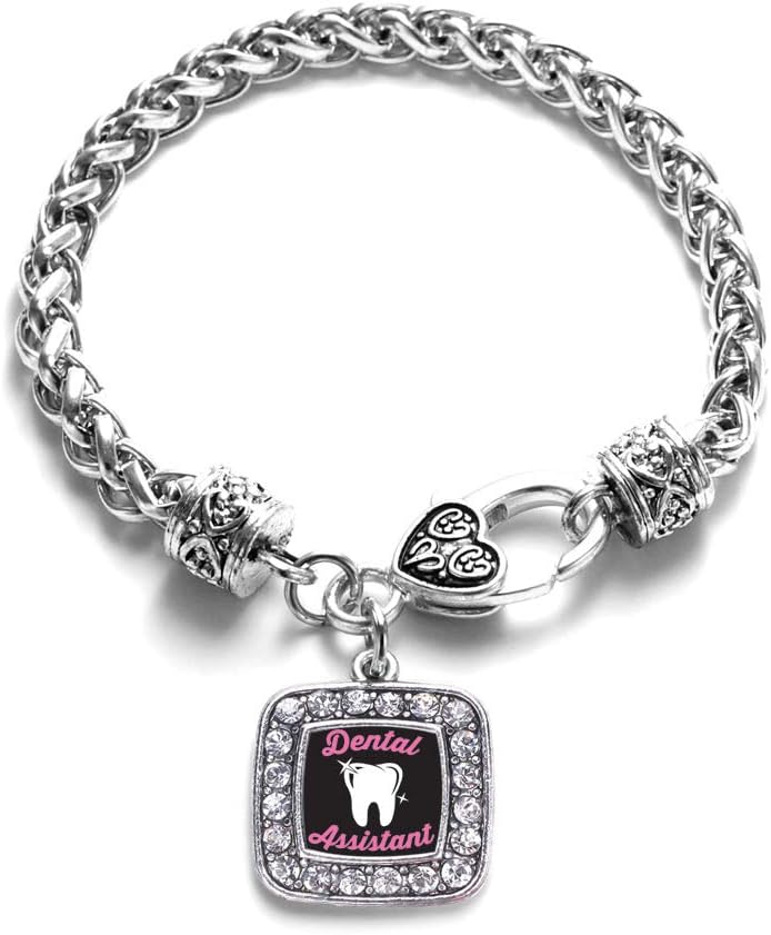 Inspired SilverSilver Square Charm Bracelet with Cubic Zirconia Jewelry