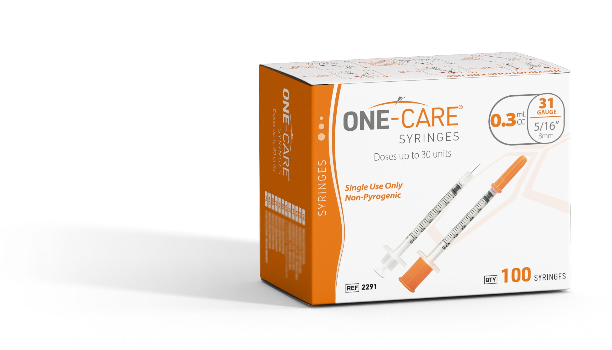 ONE-CARE Syringes - 0.3ml 31G Orange -8 ONE-CARE Syringes - 0.3ml 31G Orange -8