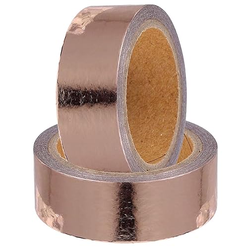 NUOBESTY Cintas metálicas, 2 rollos de cinta Washi de oro rosa, papel dorado, cinta adhesiva de papel adhesivo, cinta de papel adhesiva, bricolaje,