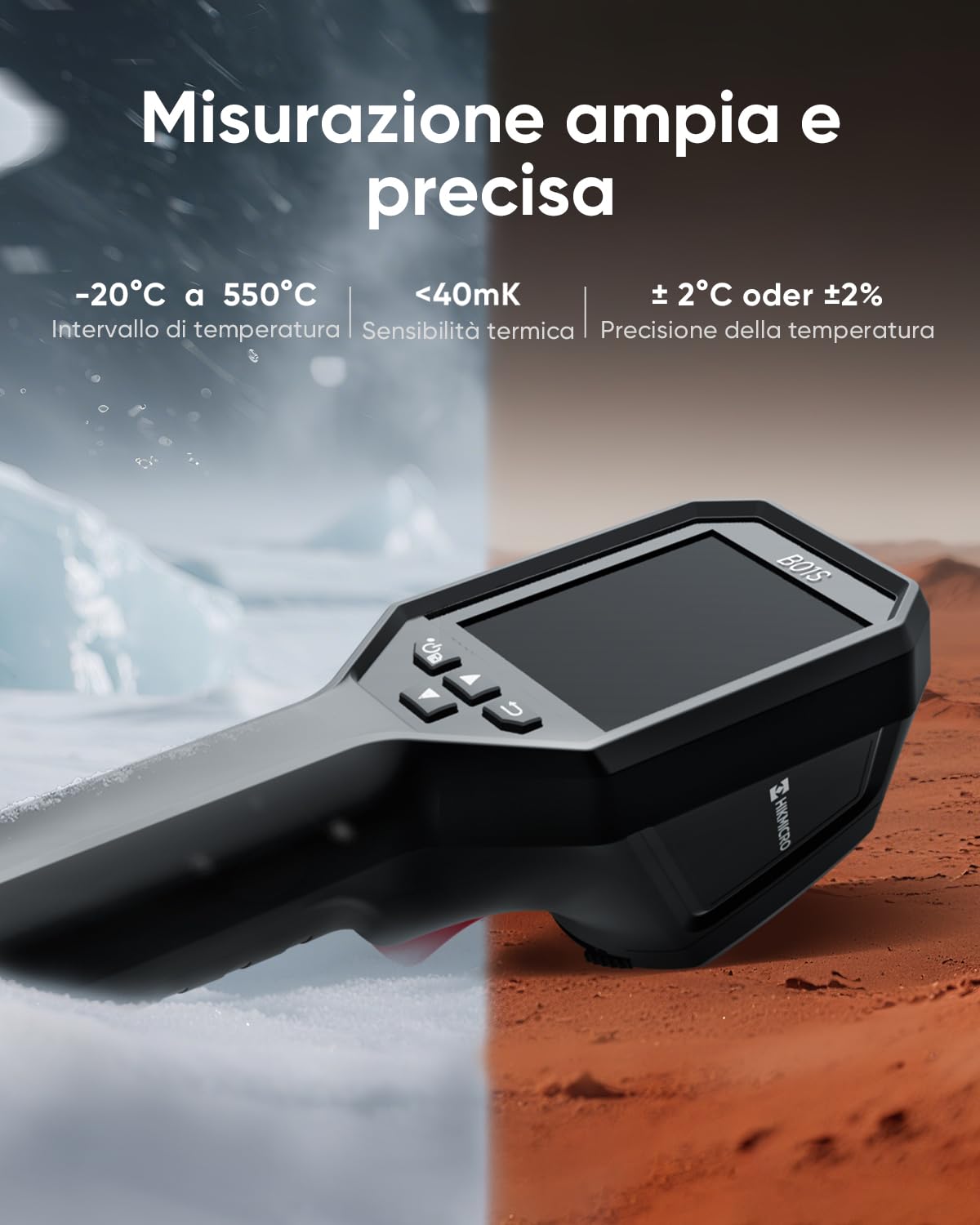 HIKMICRO Termocamera B01S, Risoluzione IR 256 x 192, WiFi, 25 Hz, Termocamera, schermo LCD da 3,2 "con risoluzione di 640 x 480, Imager Termico Portatile a Infrarossi da 49.152 Pixels