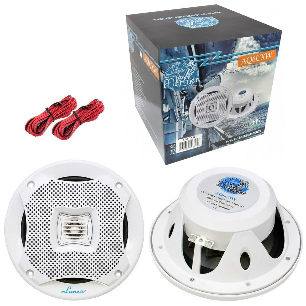 GK SOUND Kit Set para LANZAR AQ6CXW 2 Altavoces Blancos de 2 vías 200 vatios rms 400 vatios máx 19,5 cm 6,5" Camper mar Piscina Barco Restaurante Hotel Impermeable, el par