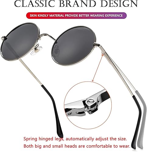 Miniatura 5 de AIEYEZO Lentes de sol redondos Lennon polarizados redondos para mujeres y hombres, lentes de sol de círculo pequeño