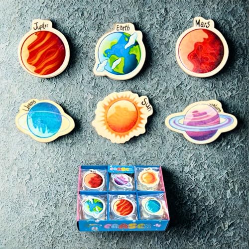 Image of Birthday Popper 24 Pcs Planet Shaped Erasers as Birthday Return Gift - 5mm Thick Pencil Erasers, Fun Educational Gift for Boys & Girls - Classroom Rewards, Stationery, School Supplies