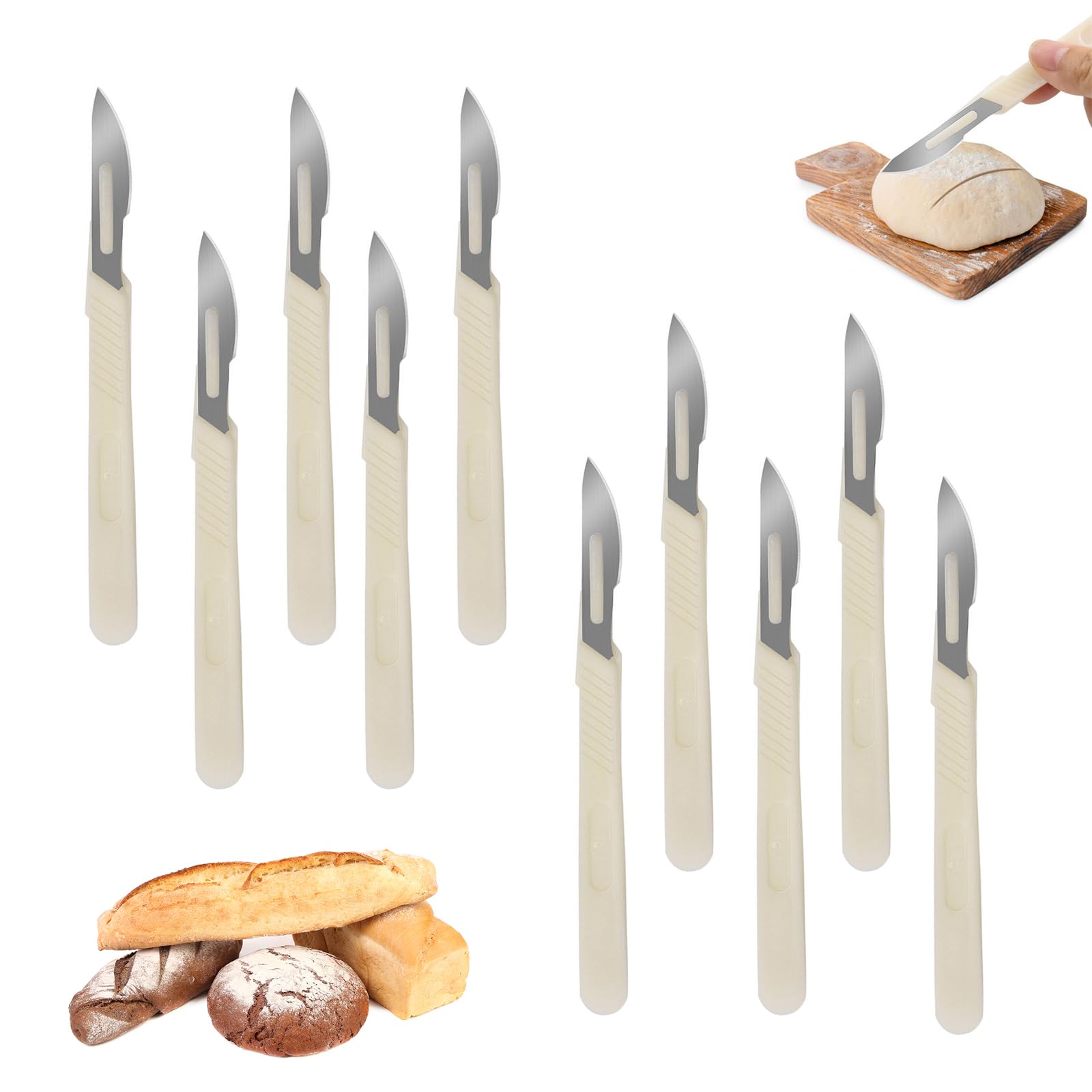 Herramienta de Corte de Pan 3 Pcs - Cuchillo de Panadero Para Masa y Raspar - Cuchilla Para DIY Hornear Cocina Bricolaje Diseños