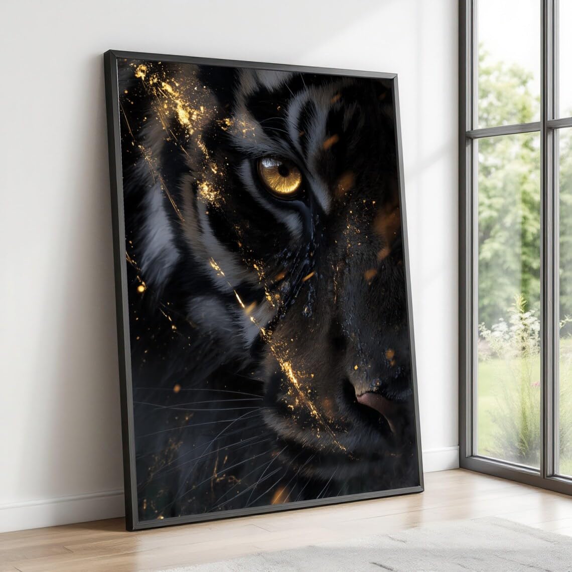 Majestic Tiger Close-Up Canvas, Goldeneye Wildlife Wall Art, Animal Portrait,Nature Canvas Decor Painting, Ready to Hang(80x120cm/Frameless)