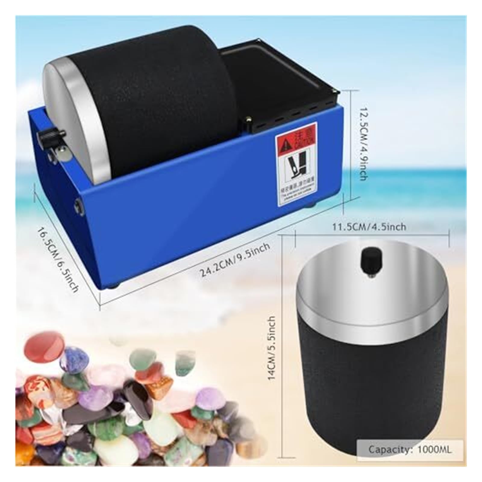 Edelstein-Poliermaschine, Steinbecher-Set for Mini-Steinpolieren mit Gummizylinder for Kinder und Erwachsene