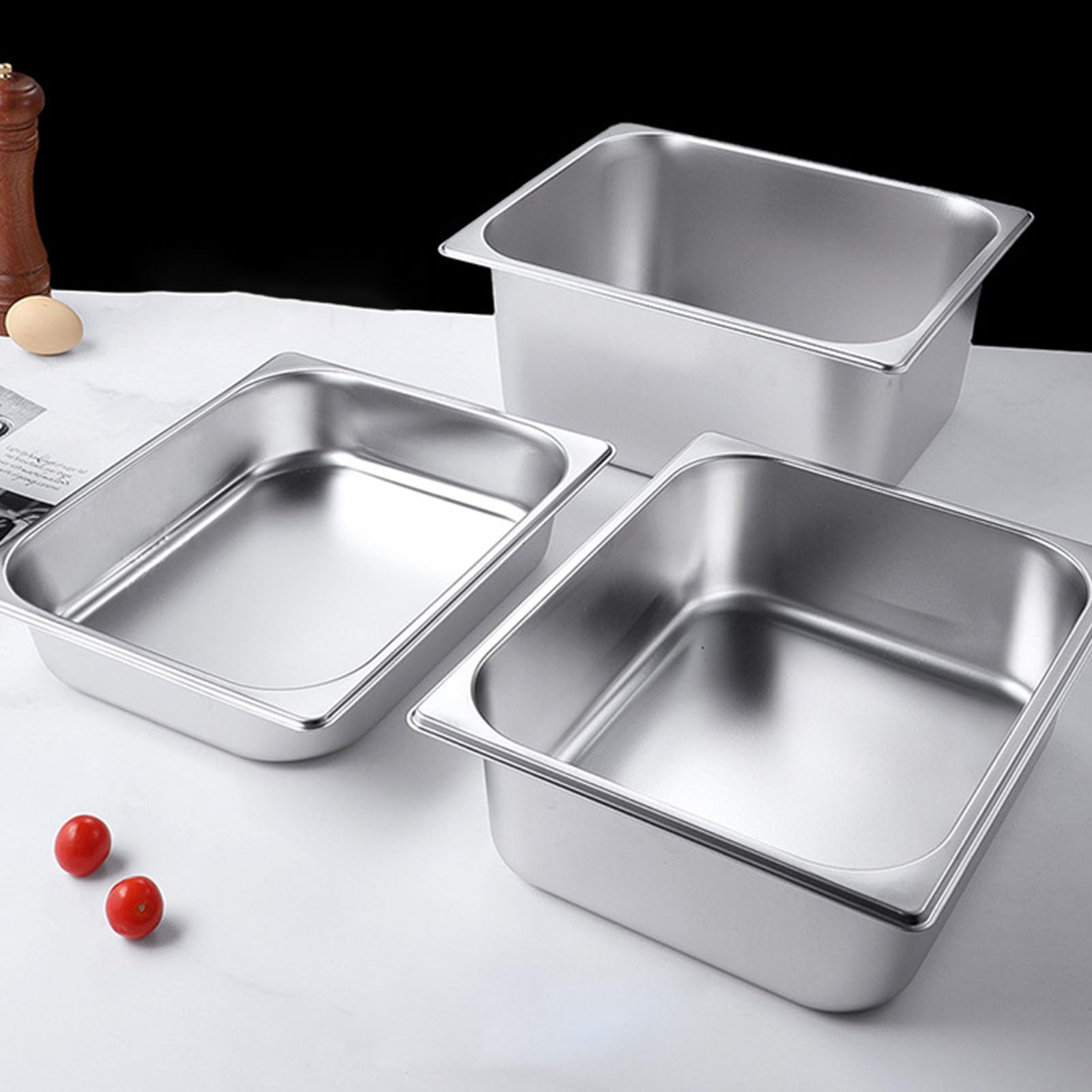Bandeja de acero inoxidable con forma de suqare para presentación de alimentos, tapa enrollable transparente, bandeja para servir buffet, dispensador de condimentos, equipo de servir buffet