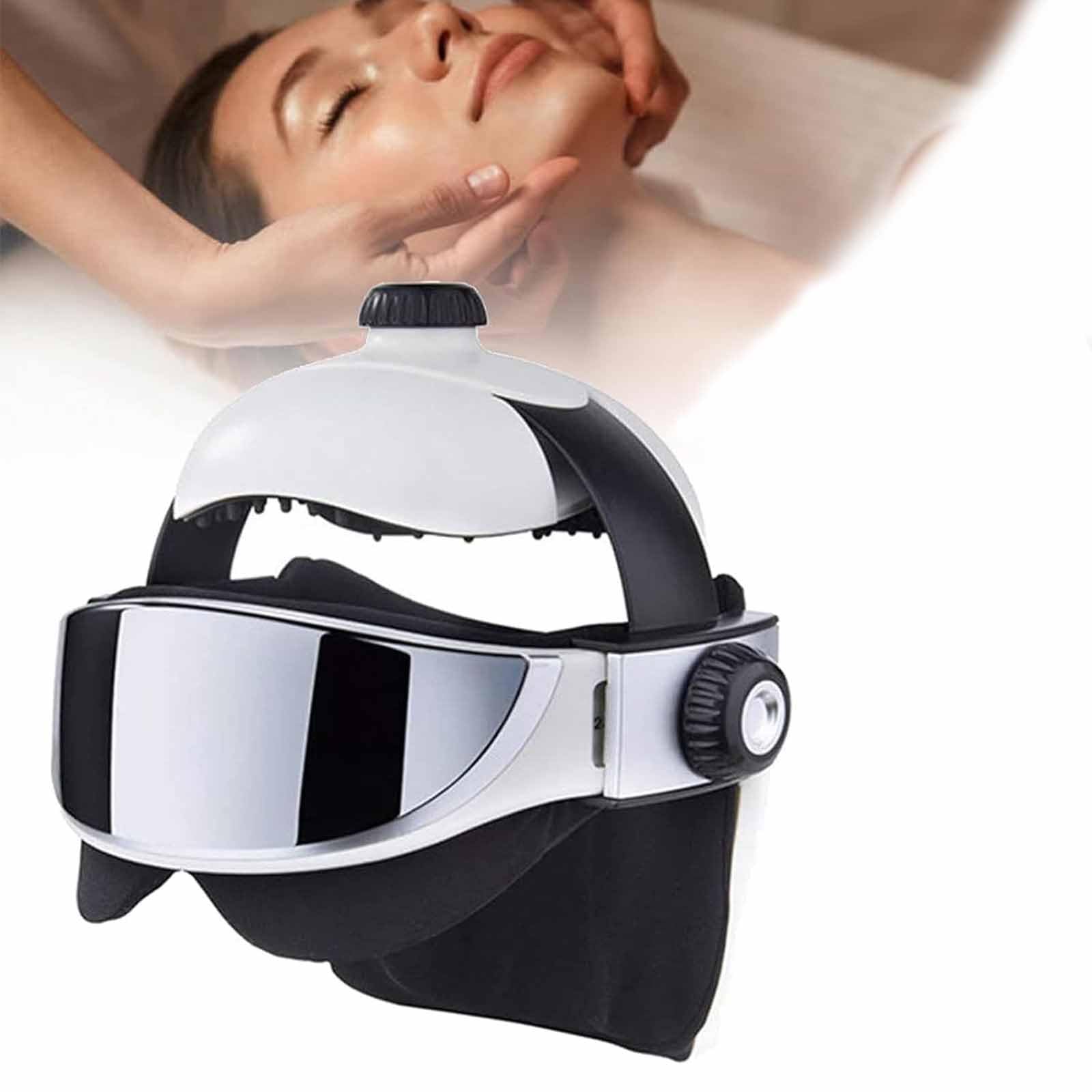 ERICAT Kopf-Top-Akupunktur Und Luftdruckmassage, Elektrischer Kopfmassagehelm Mit Luftkompression, Wärme & Vibration Und Musikplayer, Tiefenentspannung Und Punktmassage, Gegen Kopfschmerzen