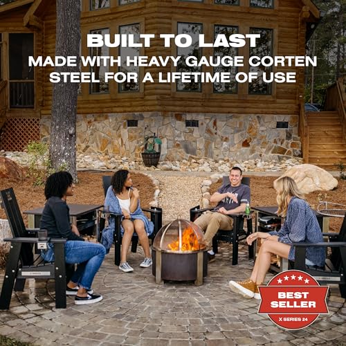 Breeo Smokeless Fire Pit (X Series 24, Corten Steel) | 27.5 inch Smokeless Firepit for Outside | 62 Pounds | Ideal for Families Compatible with Wide Range of Breeo Accessories - Image 3