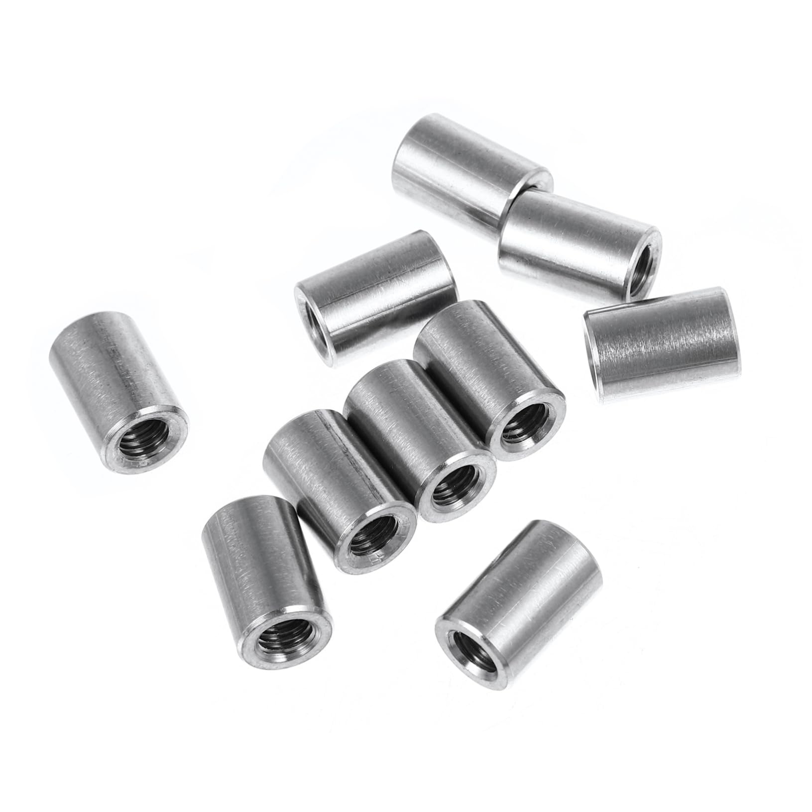 COSMEVIVI 304 Stainless Steel Cylinder Nuts 10 Pcs Set Round Nuts Thicker Structure for Heavy Duty Use