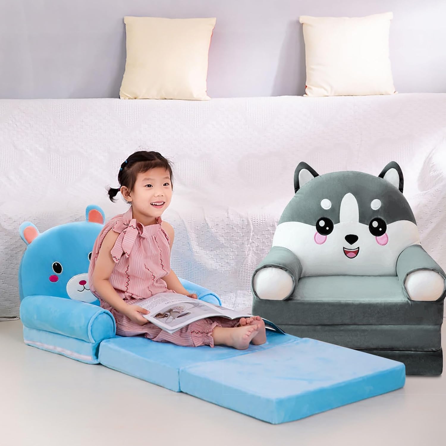Copridivano per bambini per bambine e bambini, copridivano morbido 2 in 1 pieghevole, coprisedia con graziosi disegni per sala giochi, mobili per camera da letto