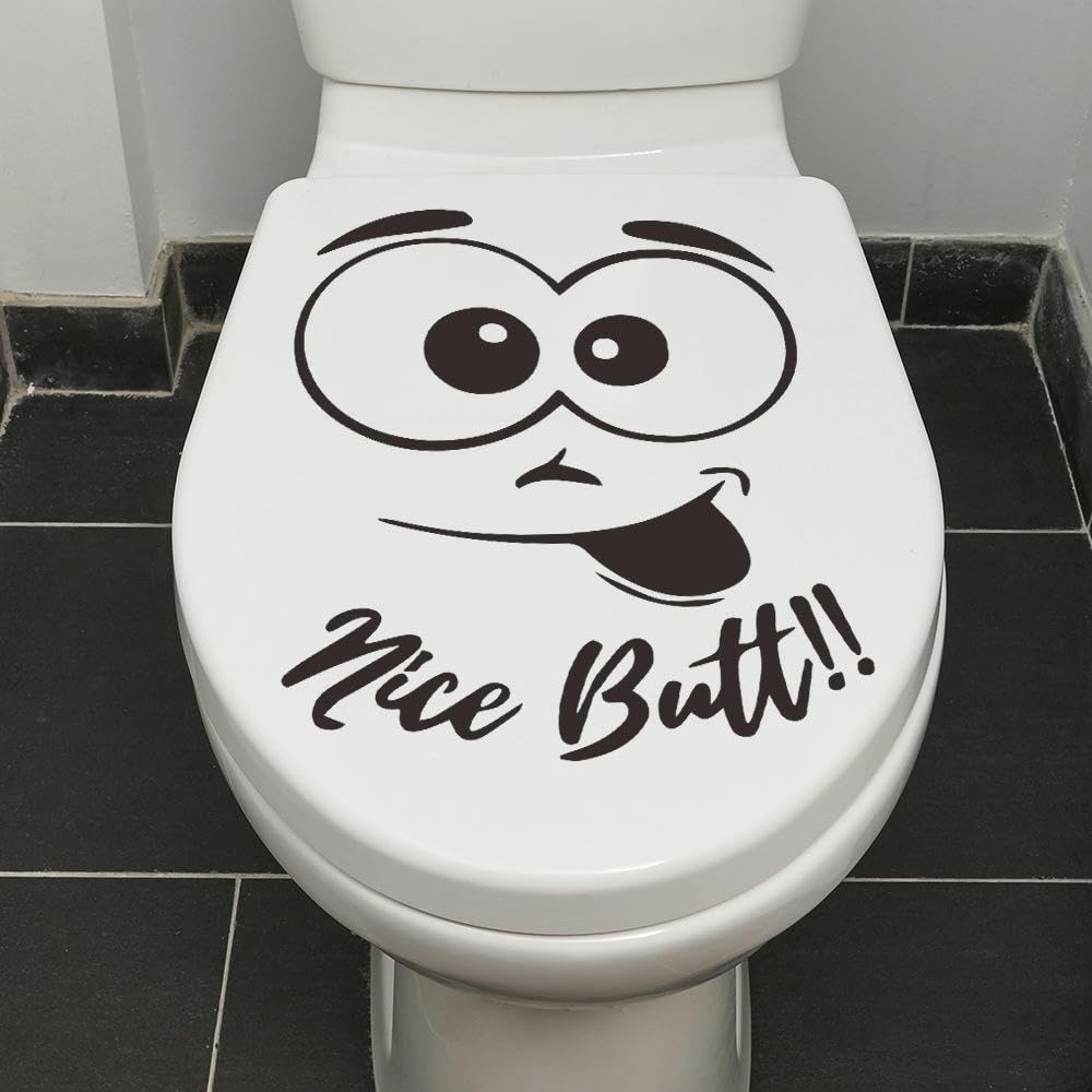 Sqmsk 3Pcs 30 * 30Cm Funny Black Smile Face Self-Adhesive Toilet Lid Stickers Funny Toilet Stickers For Seat Wall Pvc Refrigerator Stickers