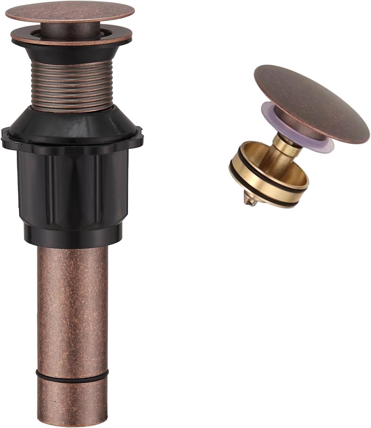 Bathroom Sink Drain, Pop Up Drain for Bathroom Sink, Sink Drain Stopper Without Overflow, Copper