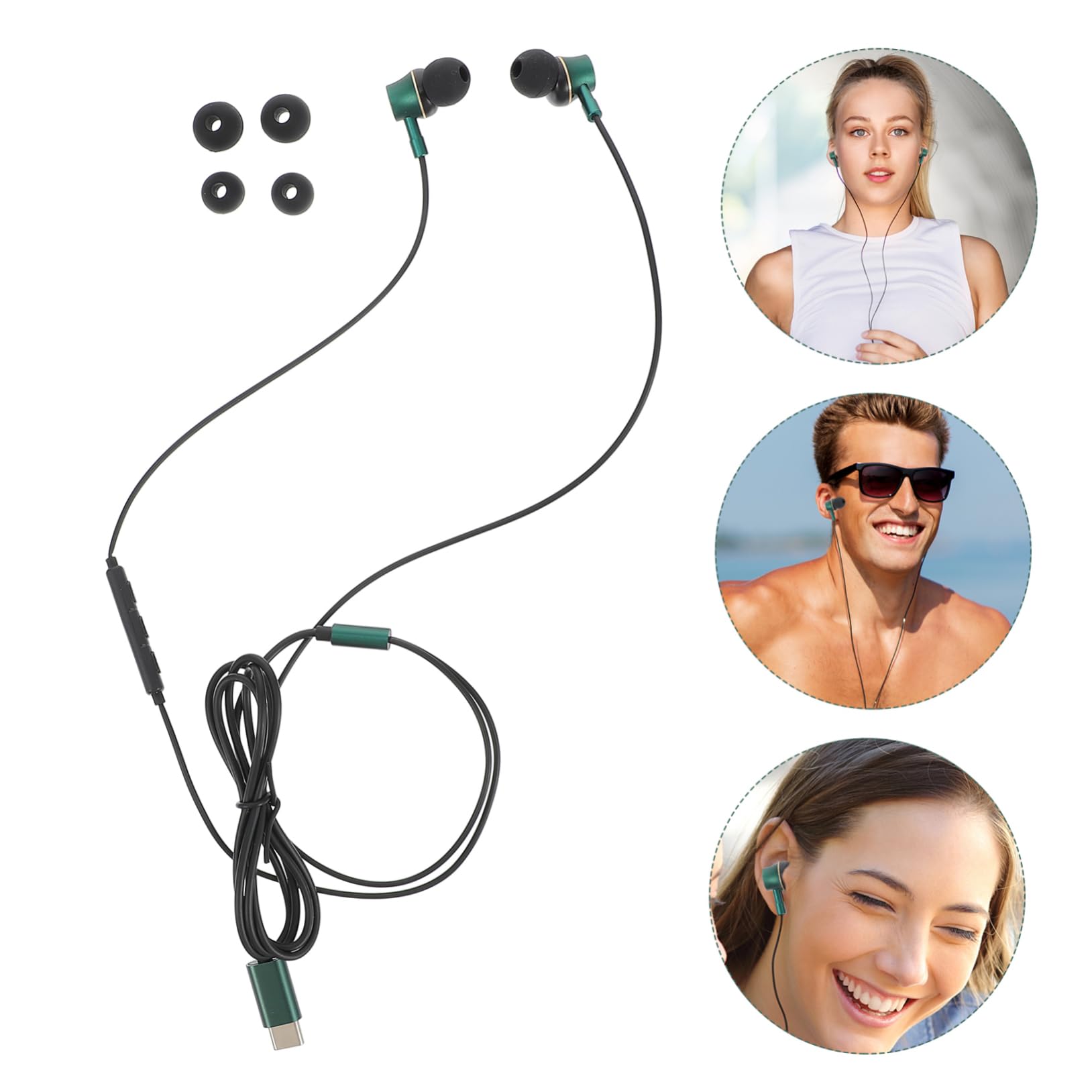 DOITOOL 5pezzi Cuffie In-ear Usb c Antirumore Controllo Auricolari Stereo in Isolamento Per Smartphone