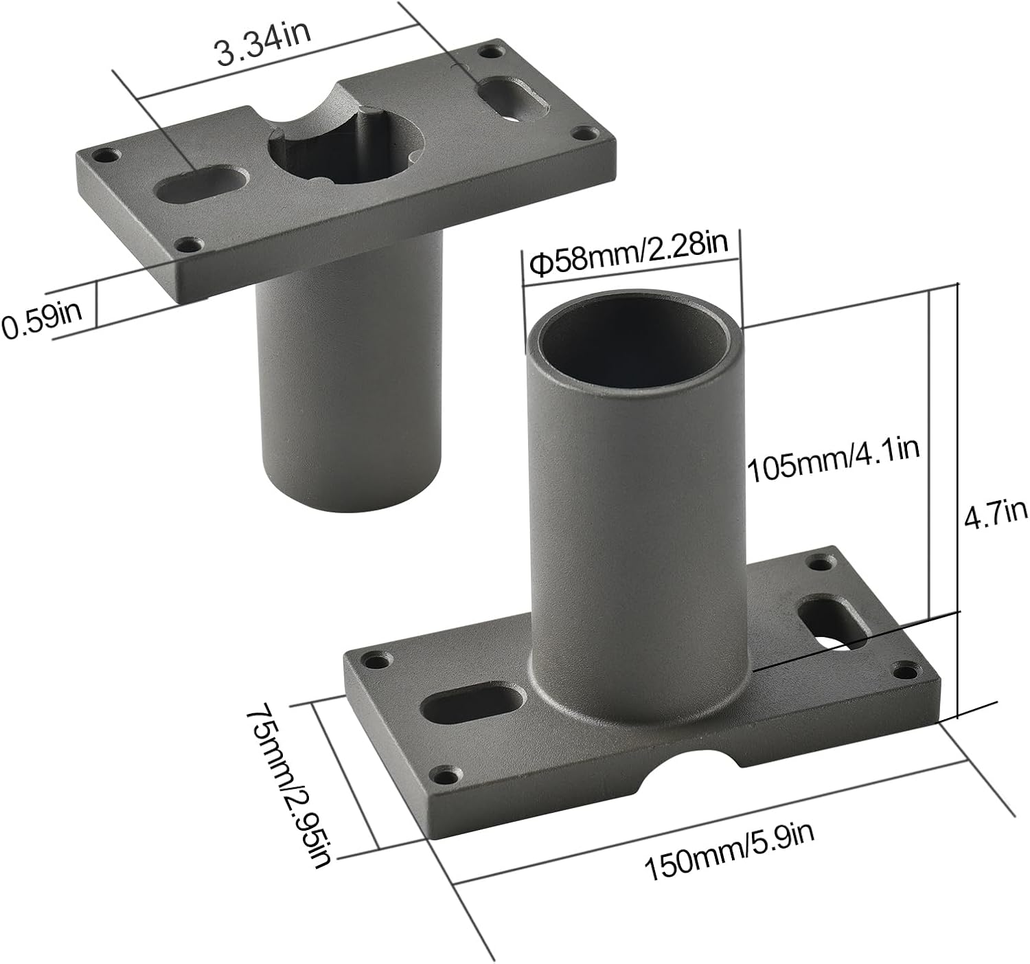 2PCS Slip Fitter Adapter, Slip Fitter Mount Wall Mount Bracket, Transform The Slip Fitter into Arm Mounting Weatherproof Adaptor for Parking Lot Lights, Shoebox Light Fixture, Outdoor Flood Light