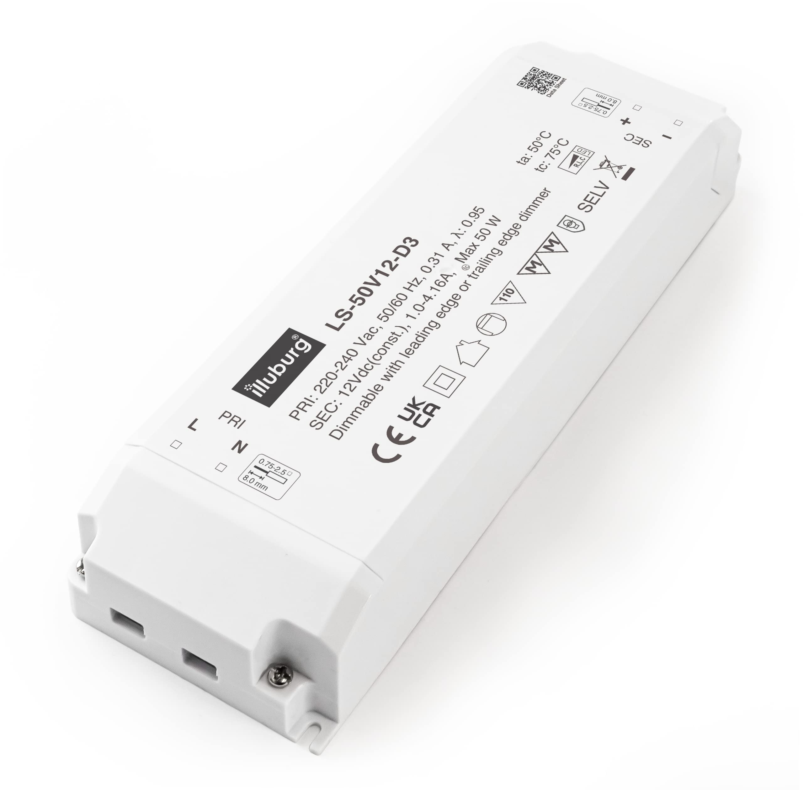 LED Trafo 12V 12W - 50W Dimmbar Triac für LED Strip Lampe LED Netzteil Treiber Transformator Driver, Weiß