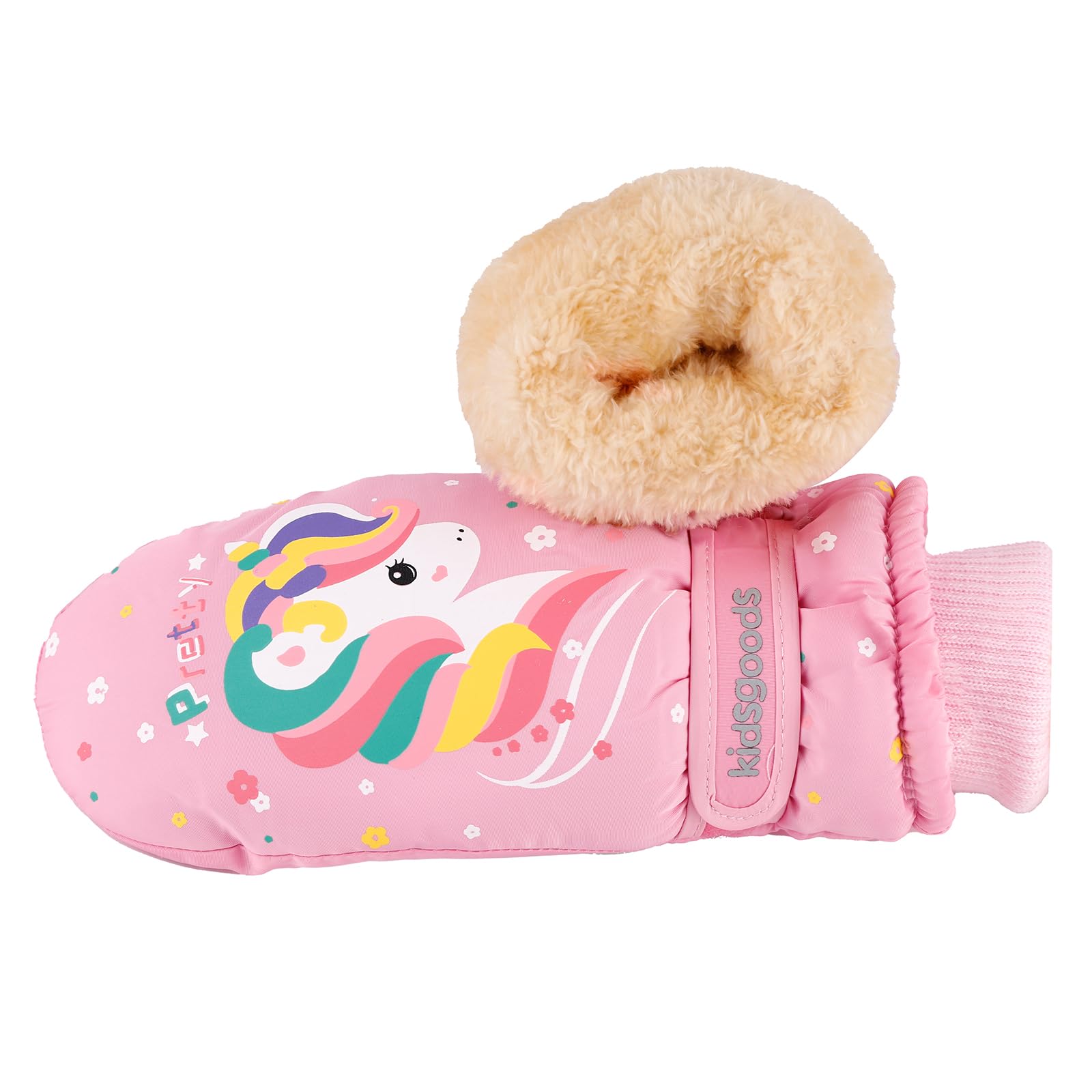KAKU NANU Guanti da Sci per Bambini Guanti 2-10 Anni Guanti Impermeabili Guanti Invernali da Neve Caldi per Bambini Guanti in Pile Termico per Ragazzi Ragazze Rosa Viola Blu Cartone Animato